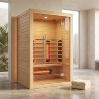 Heliox LuminaWood Infrared Sauna Cabin — Studio Shot